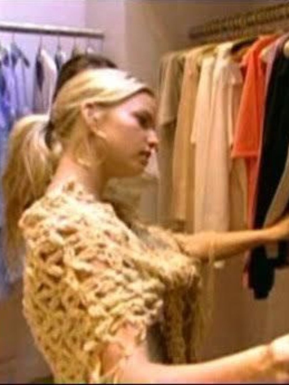 Cecilia De Bucourt gold Vintage crochet shawl made famous by Jessica Simpson